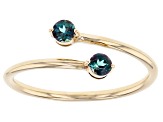 Teal Lab Created Alexandrite 10k Yellow Gold Bypass Ring .24ctw
