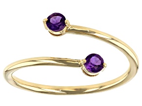 Purple Amethyst 10k Yellow Gold Bypass Ring .17ctw
