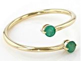 Green Emerald 10k Yellow Gold Bypass Ring .19ctw