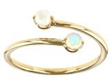 White Ethiopian Opal 10k Yellow Gold Bypass Ring 0.14ctw