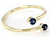 Blue Sapphire 10k Yellow Gold Bypass Ring .26ctw