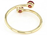 Red Ruby 10k Yellow Gold Bypass Ring .29ctw