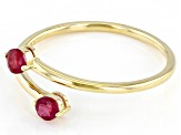 Red Ruby 10k Yellow Gold Bypass Ring .29ctw
