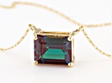 Teal Lab Created Alexandrite 10k Yellow Gold Necklace 1.70ct