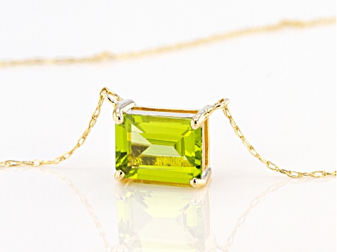 Green Peridot 10k Yellow Gold Necklace 1.36ct
