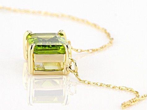 Green Peridot 10k Yellow Gold Necklace 1.36ct