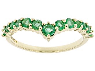 Green Emerald 10k Yellow Gold Ring .52ctw