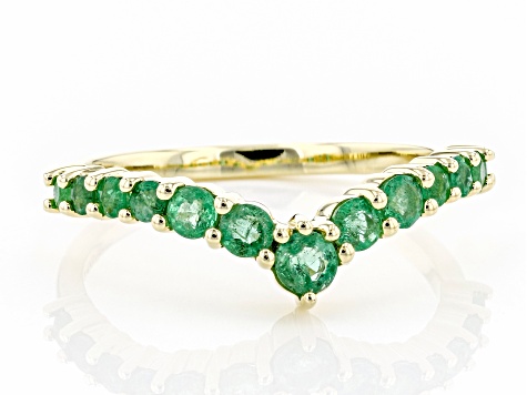 Green Emerald 10k Yellow Gold Ring .52ctw