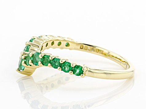 Green Emerald 10k Yellow Gold Ring .52ctw