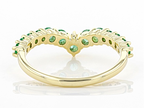 Green Emerald 10k Yellow Gold Ring .52ctw