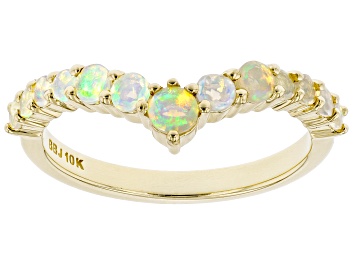 Picture of Multi Color Ethiopian Opal 10k Yellow Gold Ring .37ctw