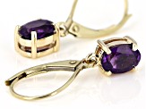 Purple African Amethyst 10k Yellow Gold Dangle Earrings 1.28ctw