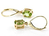Green Peridot 10k Yellow Gold Earrings 1.45ctw