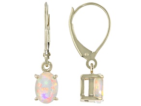 Multicolor Ethiopian Opal 10k Yellow Gold Earrings .77ctw