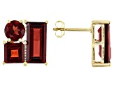 Red Garnet 10k Yellow Gold Stud Earrings 4.91ctw