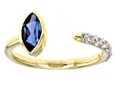 Blue Lab Created Alexandrite 10k Yellow Gold Ring 1.12ctw