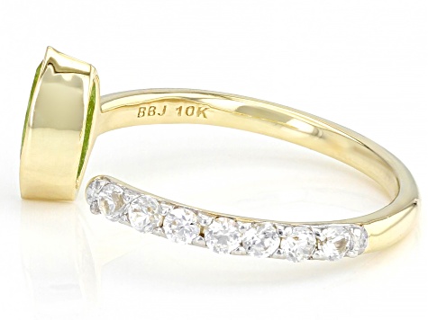 Green Peridot 10k Yellow Gold Ring 0.84ctw