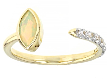 Picture of Multi Color Ethiopian Opal 10k Yellow Gold Ring 0.67ctw