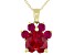 Red Lab Created Ruby 10k Yellow Gold Paw Pendant With Chain