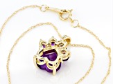Purple Amethyst 10k Yellow Gold Paw Pendant With Chain. 1.59ctw