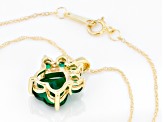 Green Lab Created Emerald 10k Yellow Gold Paw Pendant With Chain. 1.61ctw