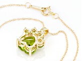 Green Peridot 10k Yellow Gold Paw Pendant With Chain. 1.94ctw