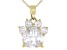 White Topaz 10k Yellow Gold Paw Pendant With Chain. 2.38ctw