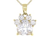 White Topaz 10k Yellow Gold Paw Pendant With Chain. 2.38ctw