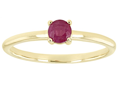 Red Mahaleo® Ruby 10k Yellow Gold Solitaire Ring. 0.37ctw