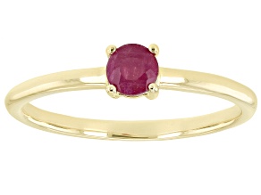 Red Mahaleo(R) Ruby 10k Yellow Gold Solitaire Ring. 0.37ctw