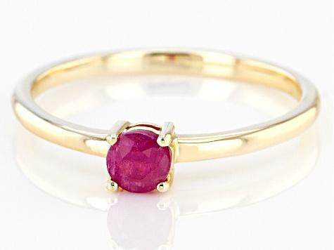 Red Mahaleo® Ruby 10k Yellow Gold Solitaire Ring. 0.37ctw