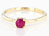 Red Mahaleo® Ruby 10k Yellow Gold Solitaire Ring. 0.37ctw