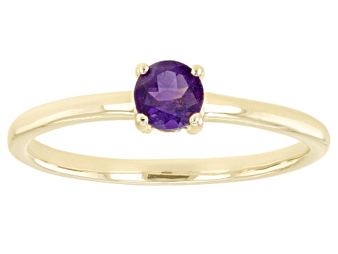 Purple Amethyst 10k Yellow Gold Solitaire Ring. 0.20ctw