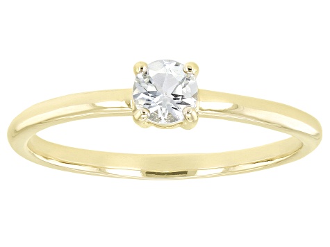 Blue Aquamarine 10k Yellow Gold Solitaire Ring. 0.19ctw