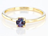 Blue Lab Created Alexandrite 10k Yellow Gold Solitaire Ring. 0.20ctw