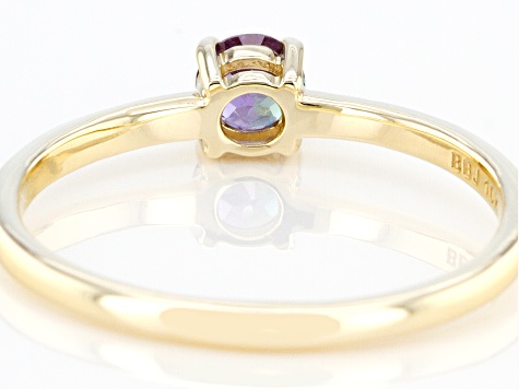 Blue Lab Created Alexandrite 10k Yellow Gold Solitaire Ring. 0.20ctw