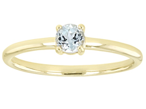 Blue Topaz 10K Yellow Gold Solitaire Ring. 0.26ctw