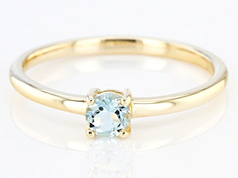 Blue Topaz 10K Yellow Gold Solitaire Ring. 0.26ctw