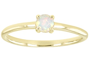 Multi-Color Ethiopian Opal 10k Yellow Gold Solitaire Ring. 0.14ctw