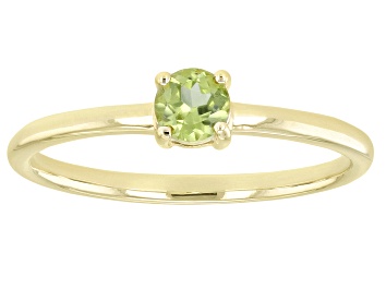 Picture of Green Peridot 10k Yellow Gold Solitaire Ring. 0.26ctw