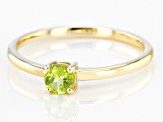 Green Peridot 10k Yellow Gold Solitaire Ring. 0.26ctw