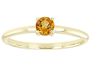 Picture of Orange Citrine 10k Yellow Gold Solitaire Ring. 0.21ctw
