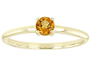 Orange Citrine 10k Yellow Gold Solitaire Ring. 0.21ctw