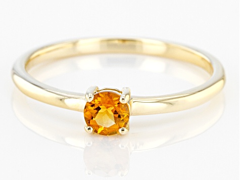 Orange Citrine 10k Yellow Gold Solitaire Ring. 0.21ctw