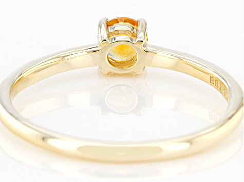 Orange Citrine 10k Yellow Gold Solitaire Ring. 0.21ctw