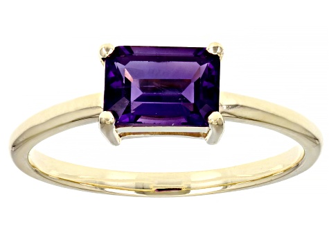 Purple Amethyst 10k Yellow Gold Solitaire Ring .85ct