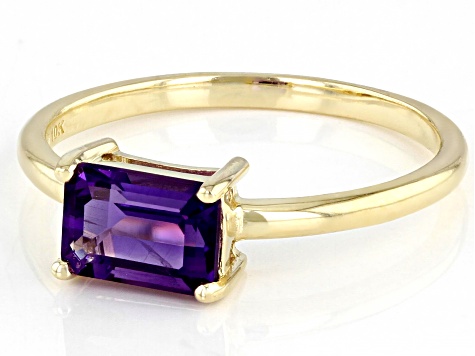 Purple Amethyst 10k Yellow Gold Solitaire Ring .85ct