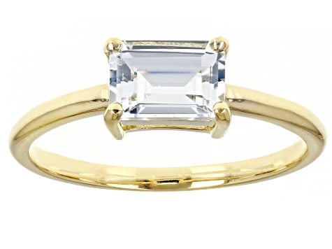 Blue Aquamarine 10k Yellow Gold Solitaire Ring .71ctw