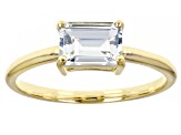 Blue Aquamarine 10k Yellow Gold Solitaire Ring .71ctw