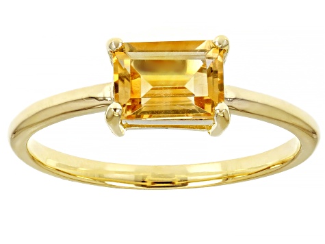 Yellow Citrine 10k Yellow Gold Solitaire Ring .82ctw